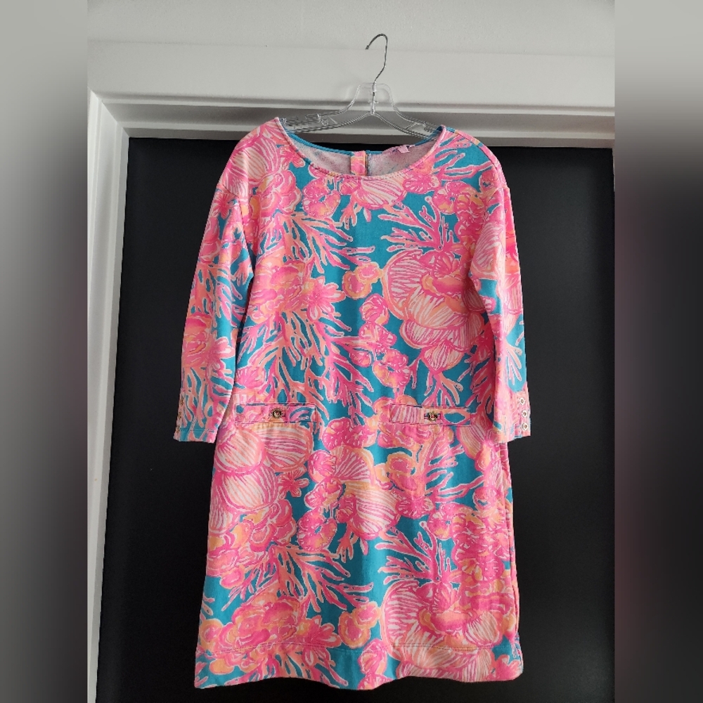 Lilly Pulitzer Lena Dress Sparkling Blue Fan-tastic Style #24883 Small